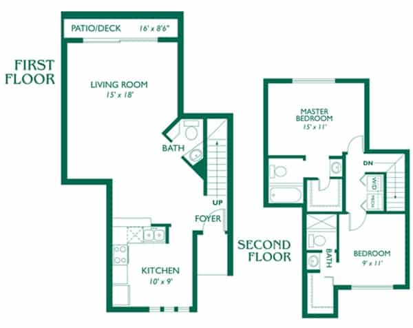 Emerald Palms - Diamond floor plan- 2 bedrooms, 2 bath townhome