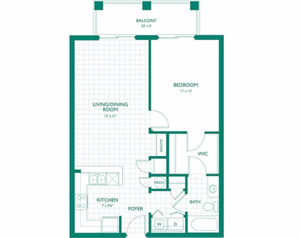 Emerald Palms - Opal floor plan - 1 bedroom, 1 bath.