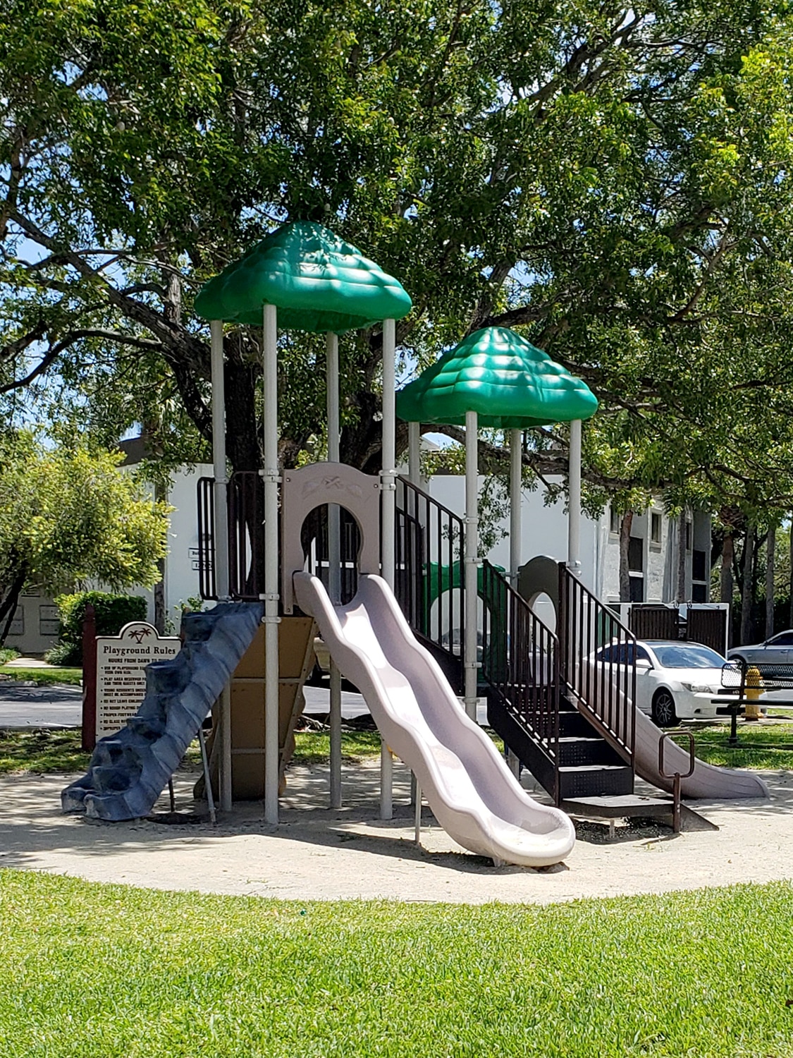 Playground with slide.