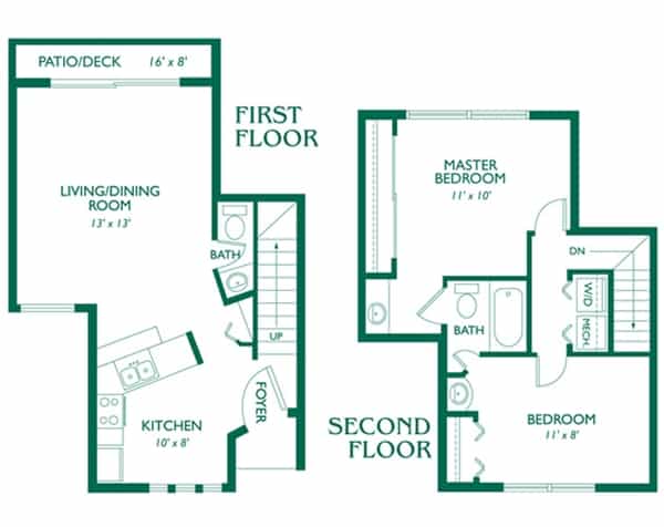 Emerald Palms - Ruby floor plan- 2 bedrooms, 2 bath townhome.