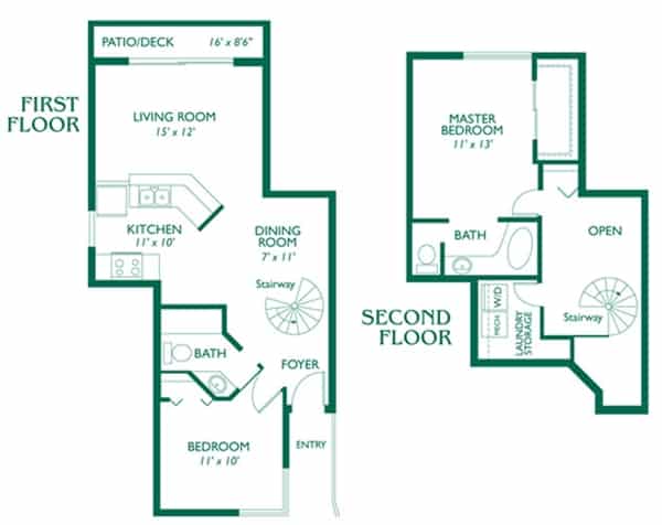 Emerald Palms - Sapphire floor plan - 2 bedrooms, 2 bath townhouse