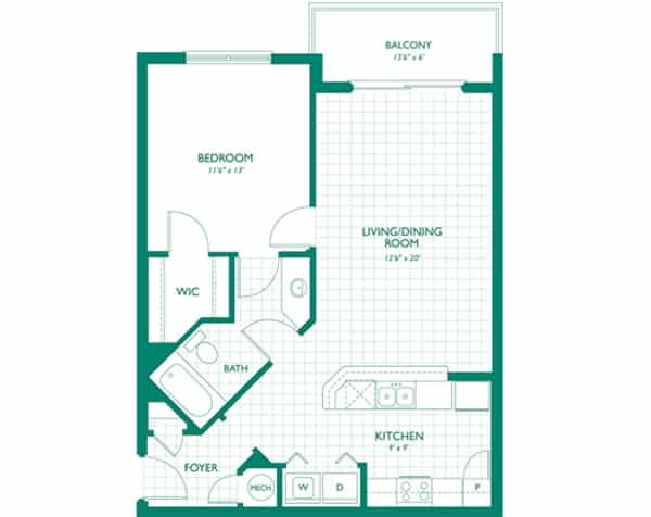 Emerald Palms - Topaz floor plan- 1 bedroom, 1 bath.