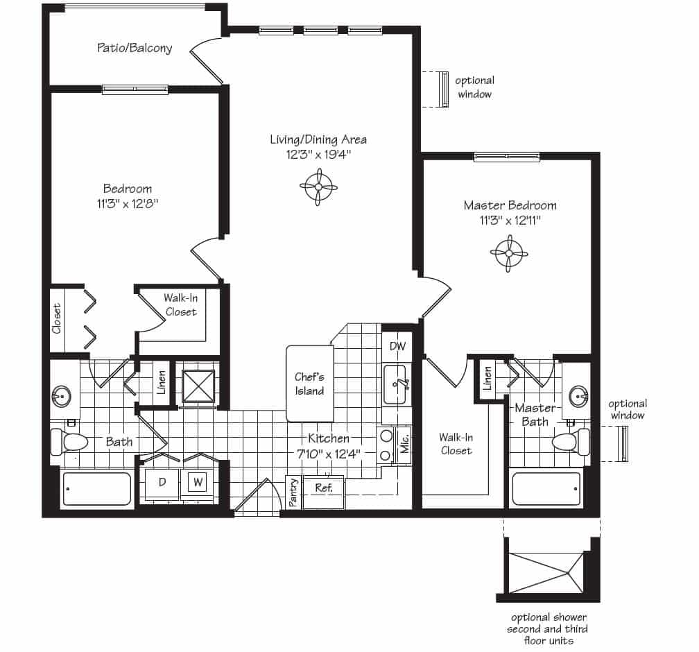 Bonita floor plan - 2 bedrooms, 2 bath, 1079sf