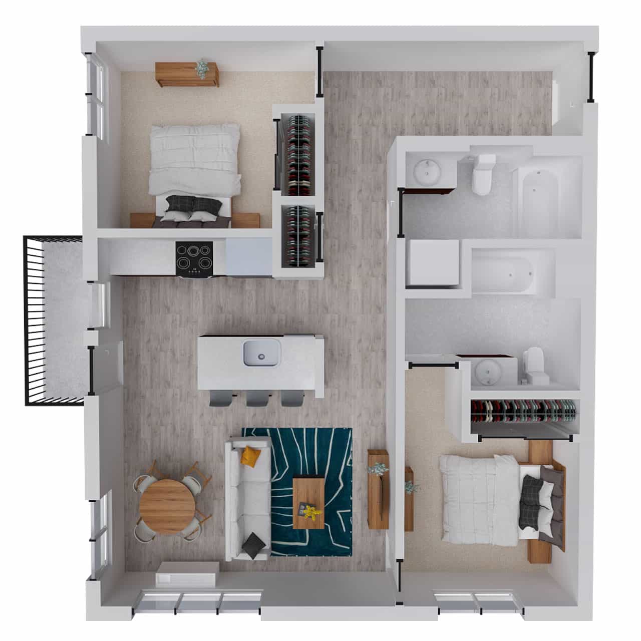 Attwell, B4 floor plan, 2 bedroom, 2 bath.