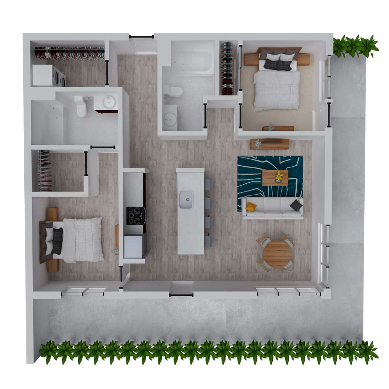 Attwell, B5 floor plan, 2 bedroom, 2 bath.