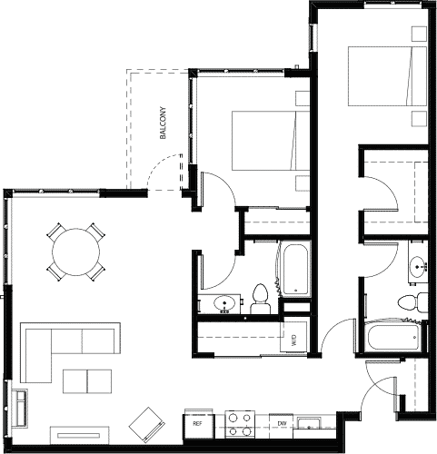 Attwell, B7 floor plan, 2 bedroom, 2 bath.