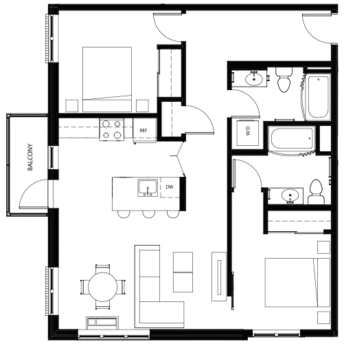 Attwell, B4 floor plan, 2 bedroom, 2 bath.