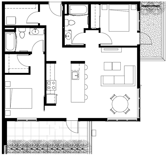 Attwell, B5 floor plan, 2 bedroom, 2 bath.