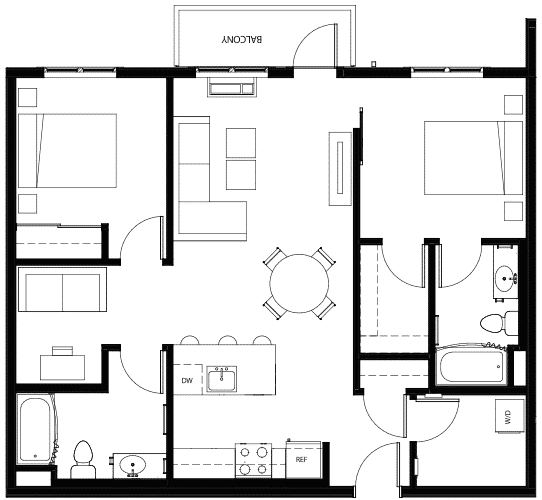 Attwell, B10+ Den floor plan, 2 bedroom, 2 bath.