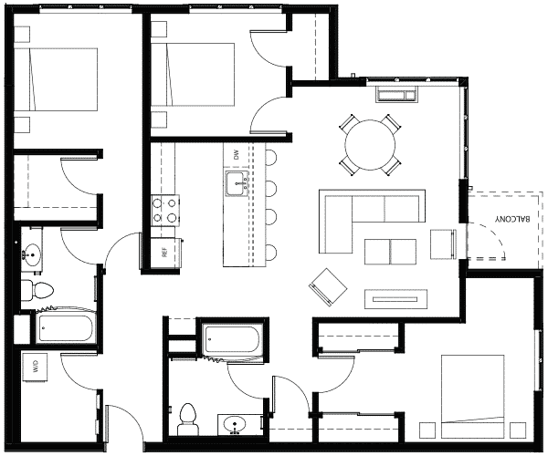 Attwell, C3 floor plan, 3 bedroom, 2 bath.
