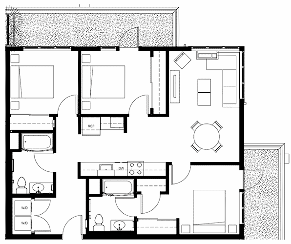 Attwell, C floor plan, 3 bedroom, 2 bath.