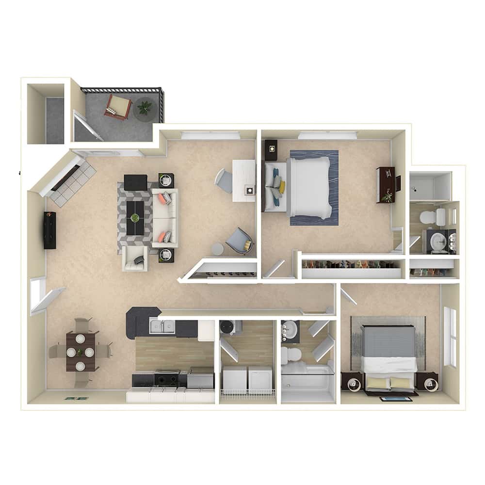 Lumina - Vega floor plan - 2 bedrooms, 2 bath.