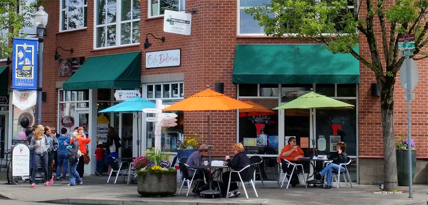Downtown Gresham, OR, cafe.