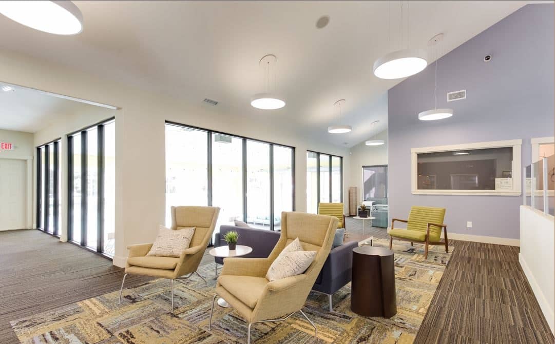 Lounge area in resident clubhouse.