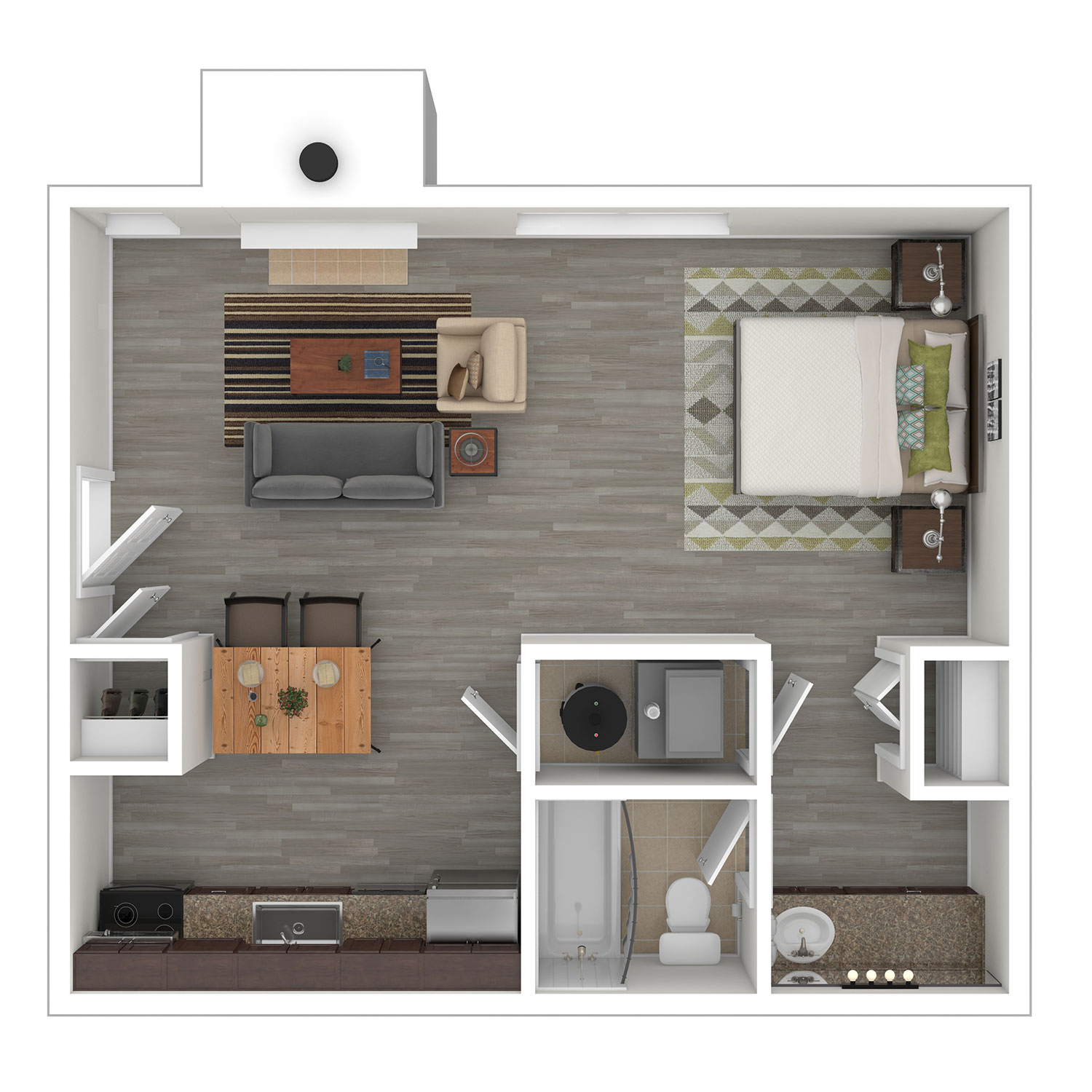 S3 - Studio Floor plan, 1 bathroom